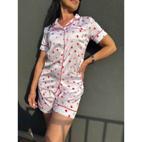 Пижама шорты и рубашка женская сатин Белый XS (1037167)