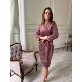 Велюровый халат для женщин с запахом Пудровый S (F3106-3) (1028306)
