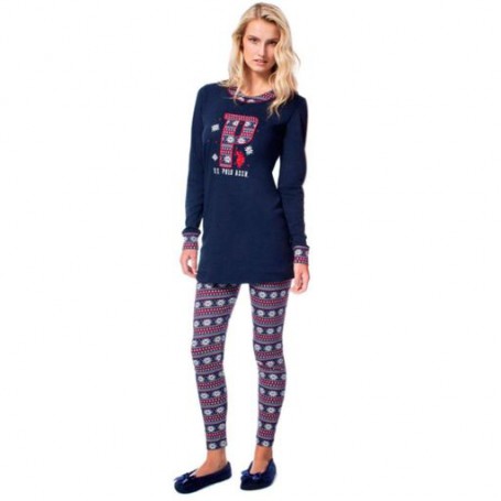 Домашняя одежда U.S. Polo Assn Пижама женская (длин.рукав) 15521 синяя, XL (1069619)
