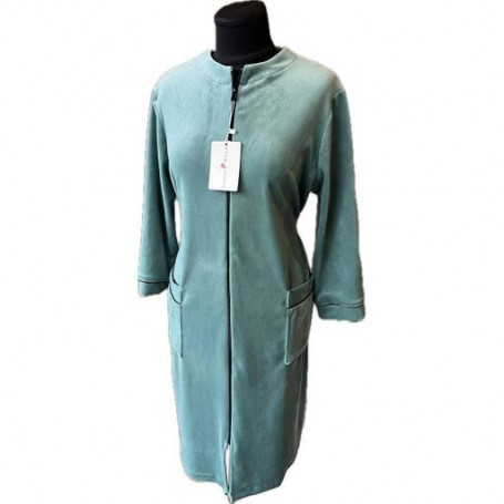 Халат велюровый женский для дома 60 Голубой (П4К-batal-velur-004-06) (995537)