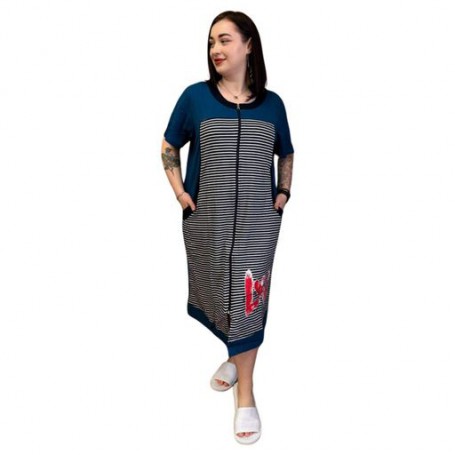 Халат женский хлопковый синий Полоска 6XL Samo 31162R (1049787)