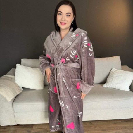 Халат женский плюшевый с котиками 54-58 р H29 Ananasko (982491)