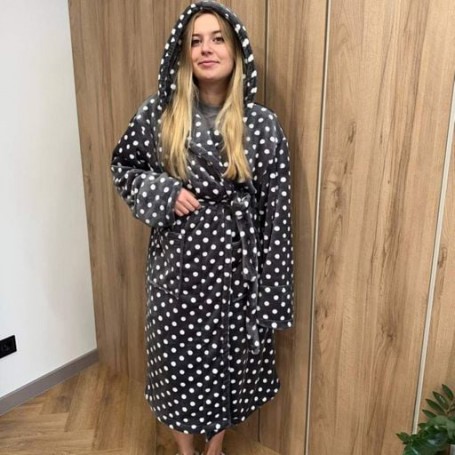 Халат женский плюшевый серый в горошек 58-60 р H38 Ananasko (1016463)