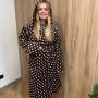 Халат женский плюшевый коричневый в горошек 54-56 р H37 Ananasko (1016454)