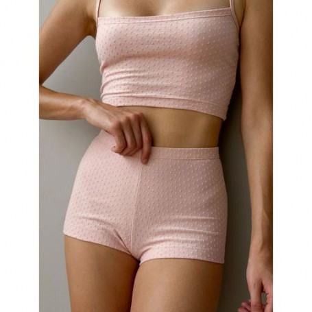 Комплект женский Twins Ромб, трикотаж, топ и шорты, розовый, размер M (13547)