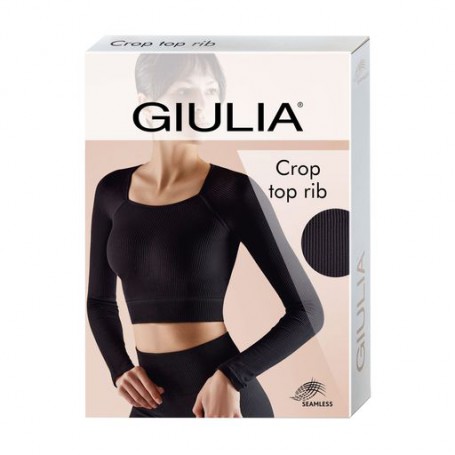 Спортивный топ женский Giulia Crop Top Rib с длинным рукавом, в рубчик, Emerald, размер универсальный 0