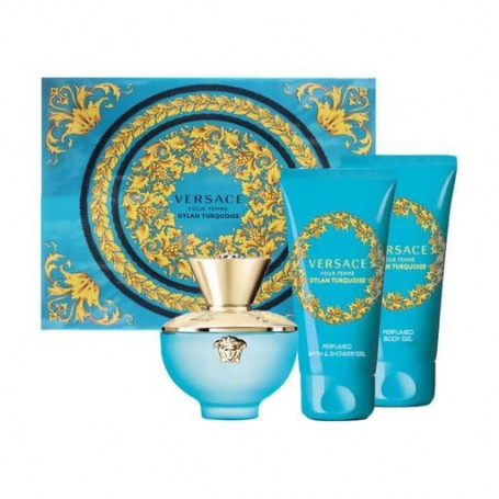 Парфумований набір жіночий Versace Dylan Turquoise Pour Femme (туалетна вода, 50 мл + лосьйон для тіла, 50 мл + гель для душу, 5