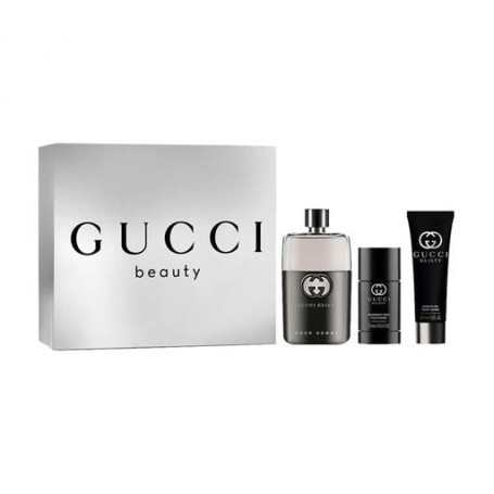 Парфюмированный набор мужской Gucci Guilty Pour Homme (туалетная вода, 90 мл + гель для душа, 50 мл + дезодорант-стик, 75 мл)