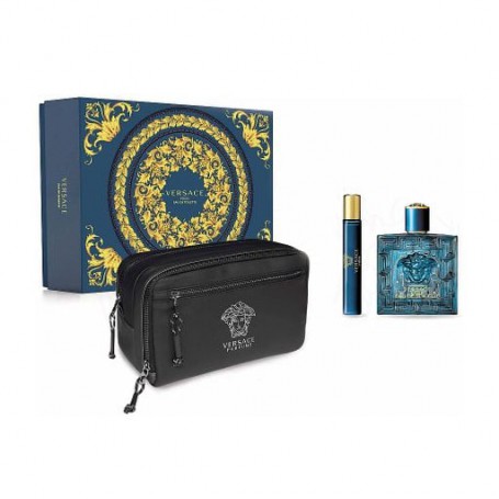 Парфюмированный набор мужской Versace Eros (туалетная вода, 100 мл + туалетная вода, 10 мл + косметичка)