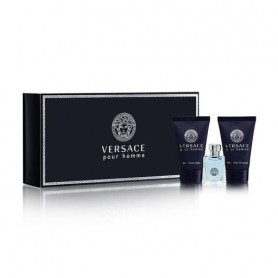 Парфюмированный набор мужской Versace Pour Homme (туалетная вода, 5 мл + бальзам после бритья, 25 мл + шампунь для тела и волос,