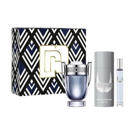 Парфюмированный набор мужской Paco Rabanne Invictus Giftset (туалетная вода, 100 мл + туалетная вода, 10 мл + дезодорант-спрей, 