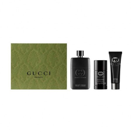 Парфюмированный набор Gucci Guilty Pour Homme мужской (парфюмированная вода, 90 мл + дезодорант-стик, 75 мл + гель для душа, 50 