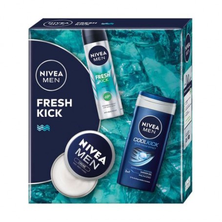 Подарочный набор мужской NIVEA MEN Fresh Kick (гель для душа, 250 мл + антиперспирант-спрей, 150 мл + крем для лица, 75 мл)