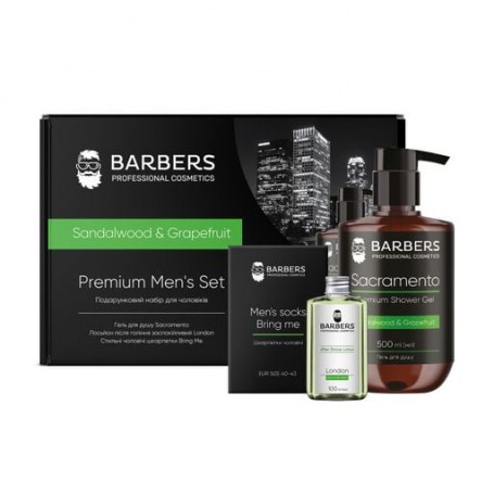 Мужской подарочный набор Barbers Sandalwood & Grapefruit Premium Men's Set (гель для душа, 500 мл + лосьон после бритья, 100 мл 