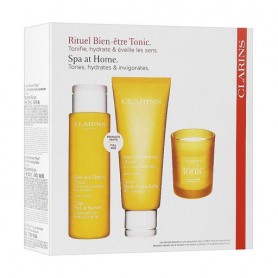 Набор для тела Clarins Spa Аt Home (бальзам для тела, 200 мл + гель для ванны и душа, 200 мл + свеча, 50 г)