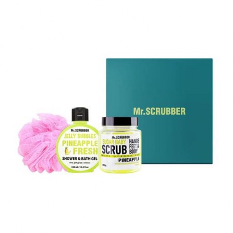 Набор для тела Mr.Scrubber Pineapple (сахарный скраб, 300 г + гель для душа, 300 мл + мочалка)