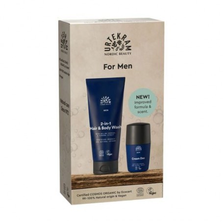 Органический подарочный набор Urtekram Men (гель для мытья волос и тела, 200 мл + кремовый дезодорант, 50 мл)