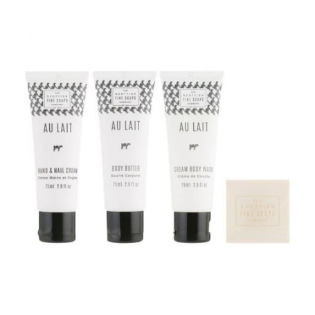 Набор по уходу за телом Scottish Fine Soaps Au Lait (крем для тела, 75 мл + крем для душа, 75 мл + крем для рук и ногтей, 75 мл 