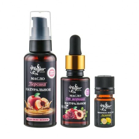 Антивозрастной набор для кожи и ногтей Mayur Персик и лимон (масло персиковое, 50 мл + масло от морщин, 30 мл + эфирное масло ли