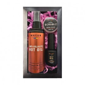 Набор для тела и лица Mayur Чили, вишня и апельсин (масло для тела 120 мл + скраб для губ, 15 г + масло для кутикулы и ногтей, 1
