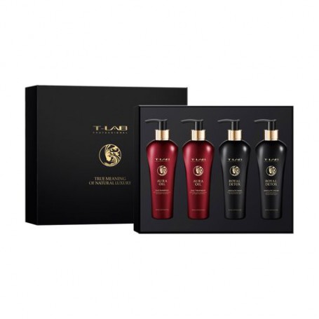 Набор для волос и тела T-LAB Professional Royal Detox + Aura Oil, 4 предмета