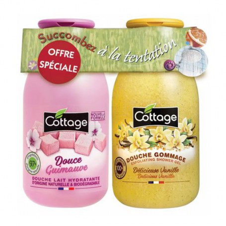 Набор для душа Cottage (молочко Sweet Marshmallow, 250 мл + гель-эксфолиант Delicious Vanilla, 270 мл)
