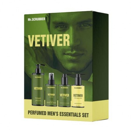 Мужской набор для душа и бритья Mr.Scrubber Vetiver (шампунь 2 в 1, 300 мл + одеколон, 100 мл + гель, 100 мл + крем, 100 мл + мо