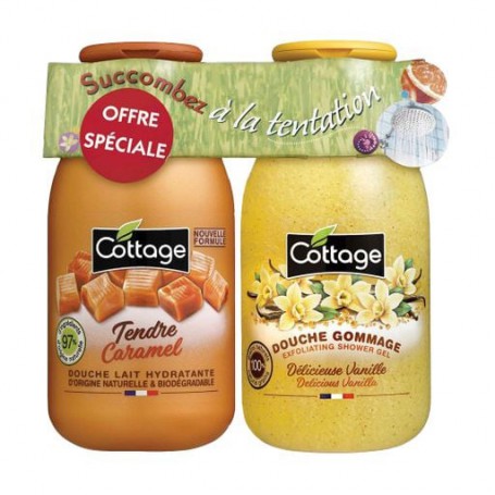 Набор для душа Cottage (молочко Sweet Caramel, 250 мл + гель-эксфолиант Delicious Vanilla, 270 мл)