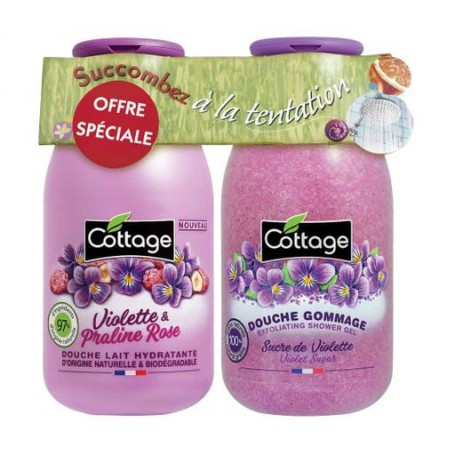 Набор для душа Cottage (молочко Violette & Praline Rose, 250 мл + гель-эксфолиант Violet Sugar, 270 мл)