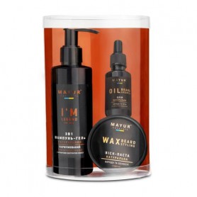 Мужской подарочный набор Mayur Я Легенда (шампунь-гель, 200 мл + воск-паста для бороды и волос, 50 мл + масло для бороды и усов,