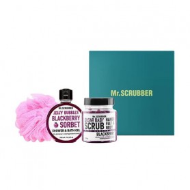 Набор для тела Mr.Scrubber Blackberry (сахарный скраб, 300 г + гель для душа, 300 мл + мочалка)