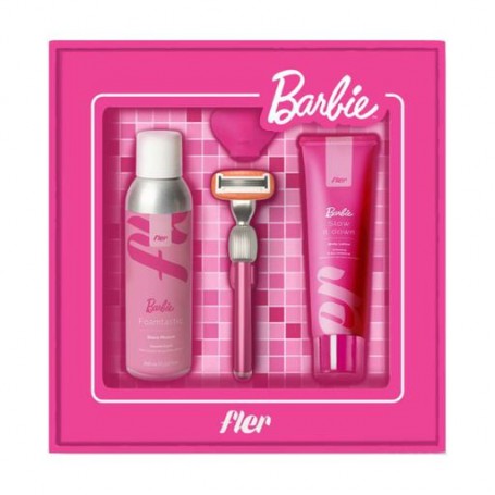 Набор Fler x Barbie That Pink Set (бритва, 1 шт + лезвие, 2 шт + мусс для бритья, 200 мл + лосьон для тела, 200 мл + держатель, 