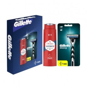 Подарочный набор мужской Gillette Mach3 (станок + сменные картриджи, 2 шт + гель для душа Old Spice Whitewater, 250 мл)