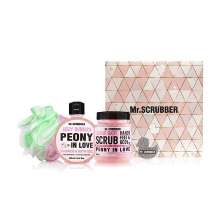 Набор для тела Mr.Scrubber Peony In Love (сахарный скраб, 300 г + гель для душа, 300 мл + мочалка)