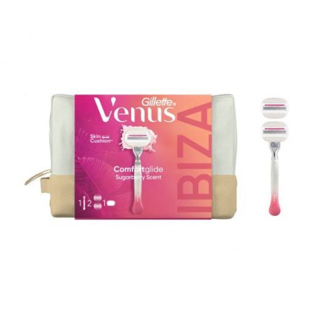 Подарочный набор женский Gillette Venus Comfortglide Sugarberry Scent (станок + сменные катриджи, 2 шт + косметичка)