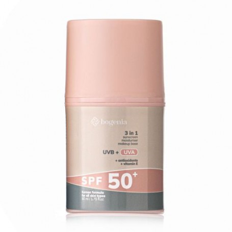 Солнцезащитный крем для лица Bogenia 3 In 1 Sunscreeen Moisturiser Makeup Base, SPF 50+, 50 мл