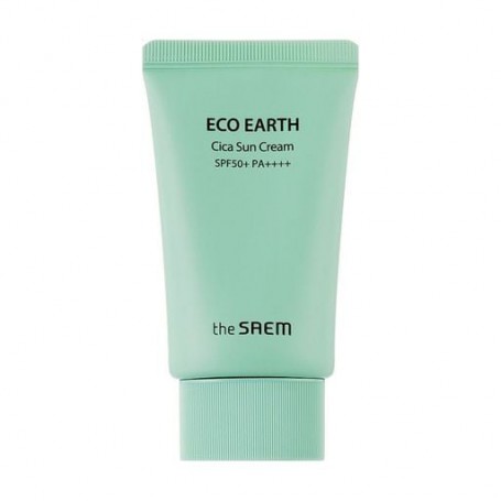 Солнцезащитный крем для лица The Saem Eco Earth Cica Sun Cream SPF 50+ PA++++ с центелой и мятой, 50 мл