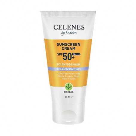 Солнцезащитный крем Celenes Herbal Sunscreen Cream SPF 50+ PA++++ для сухой и чувствительной кожи лица и тела, 50 мл