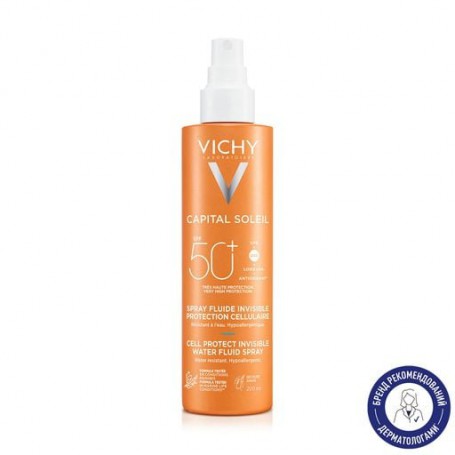 Солнцезащитный водостойкий спрей-флюид для тела Vichy Capital Soleil Solar Derm Science Invisible Fluid Spray SPF 50+, 200 мл
