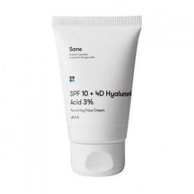 Питательный крем для лица Sane SPF10 + 4D Hyaluronic Acid 3% Nourishing Face Cream pH 6.5 с гиалуроновой кислотой, 40 мл