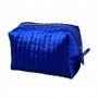 Косметичка INBK велюровая, большая, синяя, 27*17*21 см