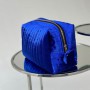 Косметичка INBK велюровая, большая, синяя, 27*17*21 см