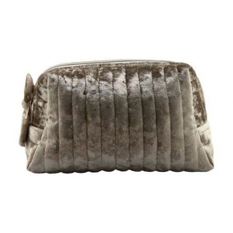 Косметичка INBK велюровая, маленькая, шампань, 21*10*15 см