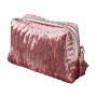 Косметичка INBK велюровая, маленькая, пудрово-розовая, 21*10*15 см