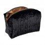 Косметичка INBK велюровая, большая, черная, 27*17*21 см