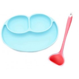 Набір силіконовий половник 21х 6.5 см Рожевий та Силіконова тарілка килимок 22 х 15 см Блакитний (vol-980) (1046077)