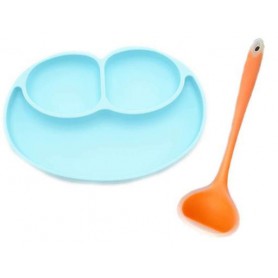 Набір силіконовий половник 21х 6.5 см Помаранчевий та Силіконова тарілка килимок 22 х 15 см Блакитний (vol-982) (1045072)