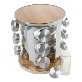 Набір для спецій на підставці, що крутиться 12 од. нерж. сталь та дерево LoveYouHome (1046852)