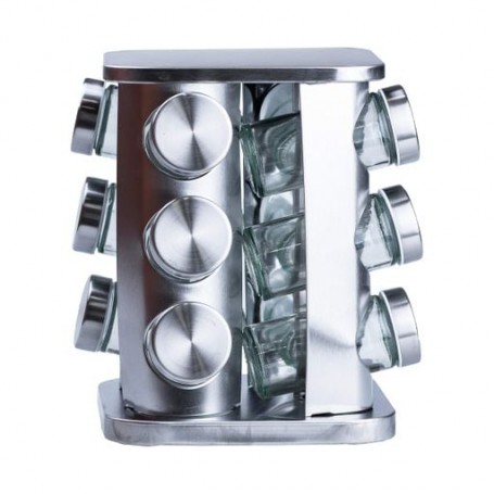 Набір ємностей для спецій TS Kitchen 12 баночок по 100 мл на металевій підставці хром (HP15290) (1118378)
