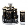 Набір ємностей для спецій на підставці 6 баночок по 120 мл, чорний мармур (1134242)